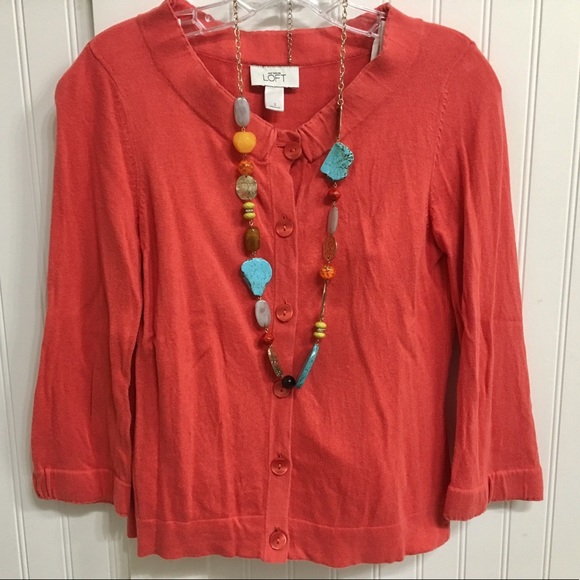 LOFT Sweaters - SALE 3/$30 EUC coral 3/4 sleeve cardigan 💗offers